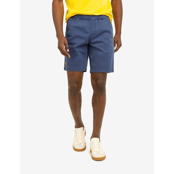US POLO MENS STRETCH TWILL JOGGER SHORTS SIZE LARGE DRAWSTRING BLUE ACTIVE‎ NWT - Picture 1 of 6